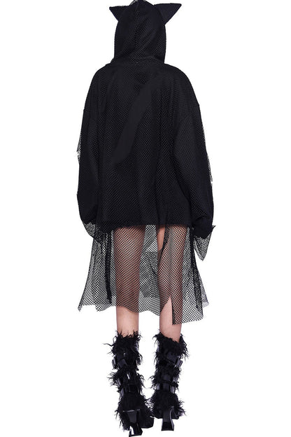 Cat Ear Layered Mesh Hooded Sweatshirt