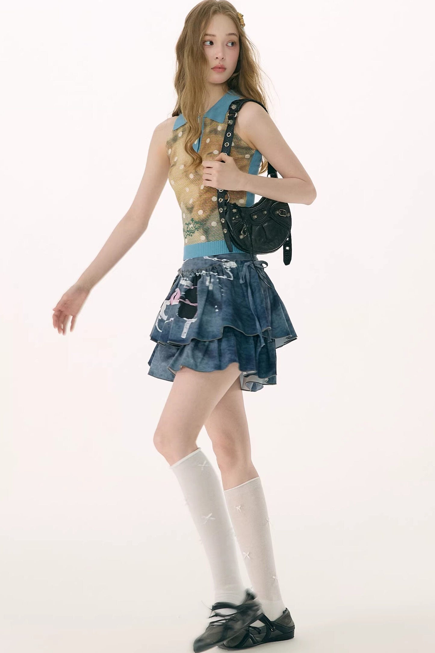 Starfall Rabbit Knit Polo Camisole Top