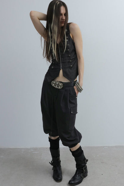 Equestrian Cargo Pleated Cuffed Pants
