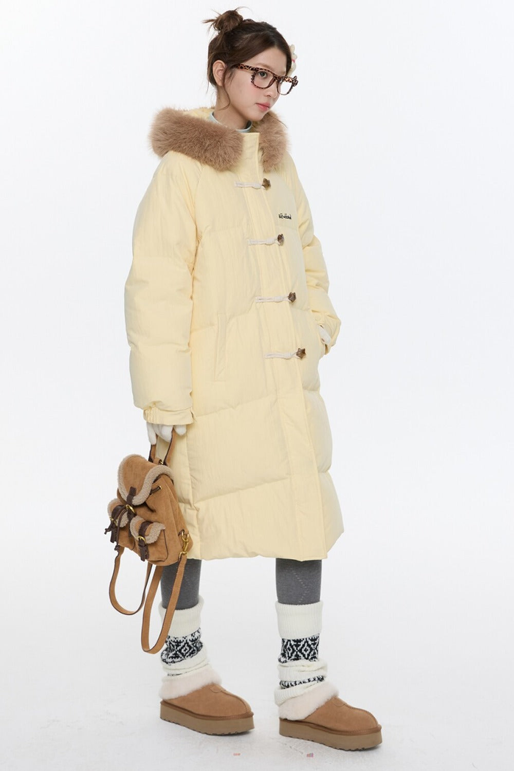 Cream Yellow Horn Button Down Coat
