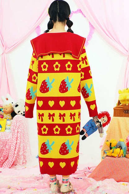 Erdbeer-Stricklangkleid