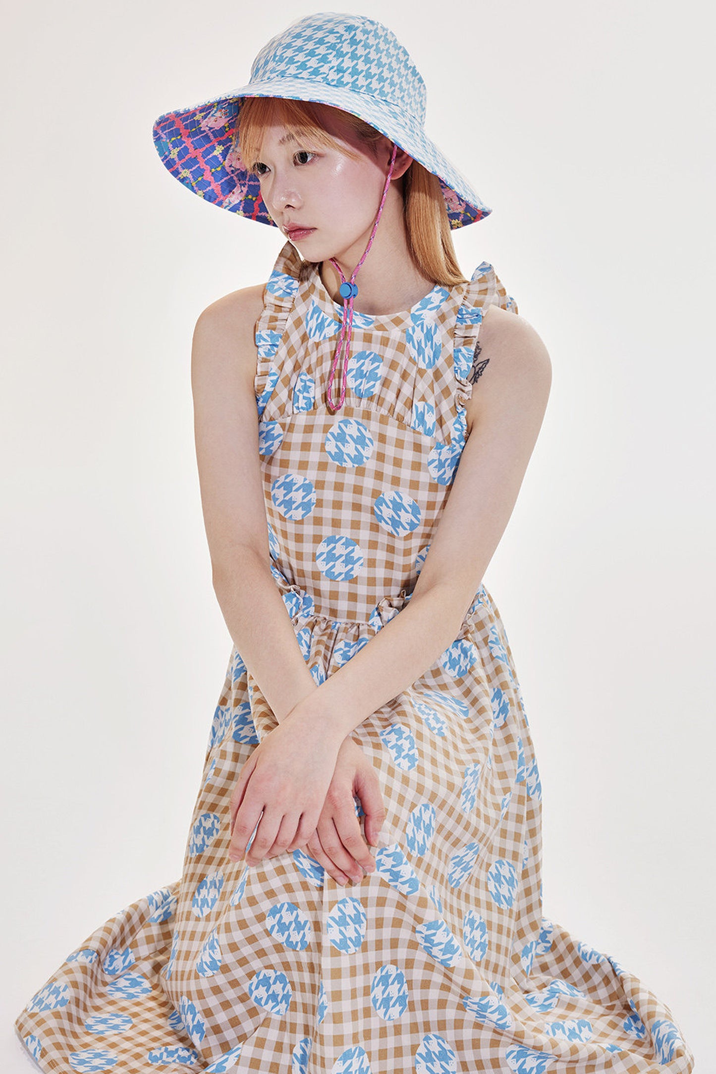 Plaid Patchwork Halter Neck Dress