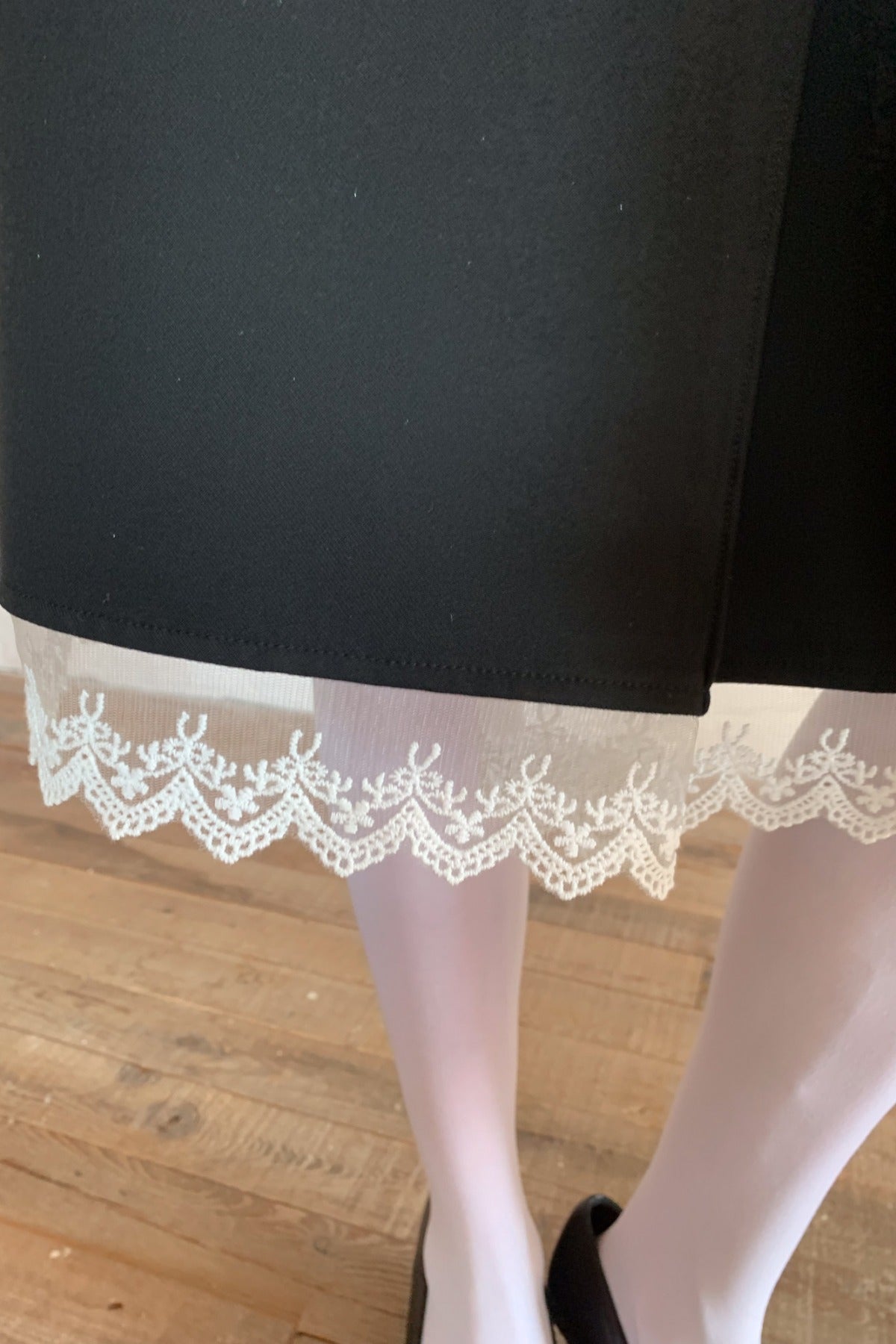 Black Lace Collar Jacket and Skirt Set-Up