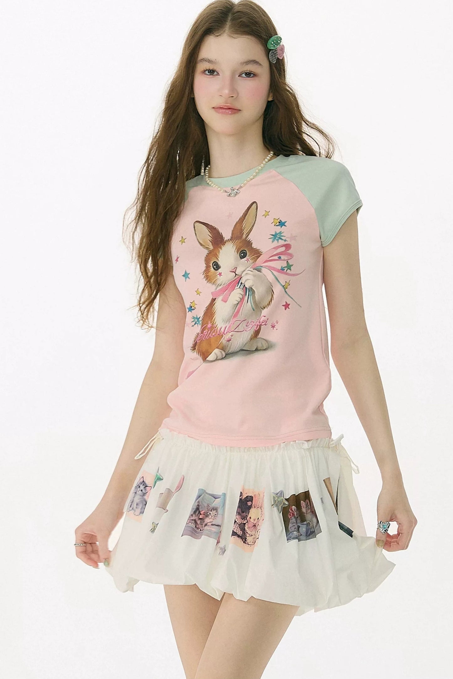 Retro Rabbit Print Top