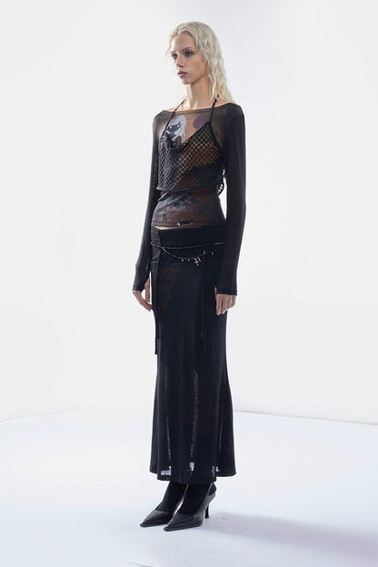 Balloon Portrait Mesh Patchwork T-shirt