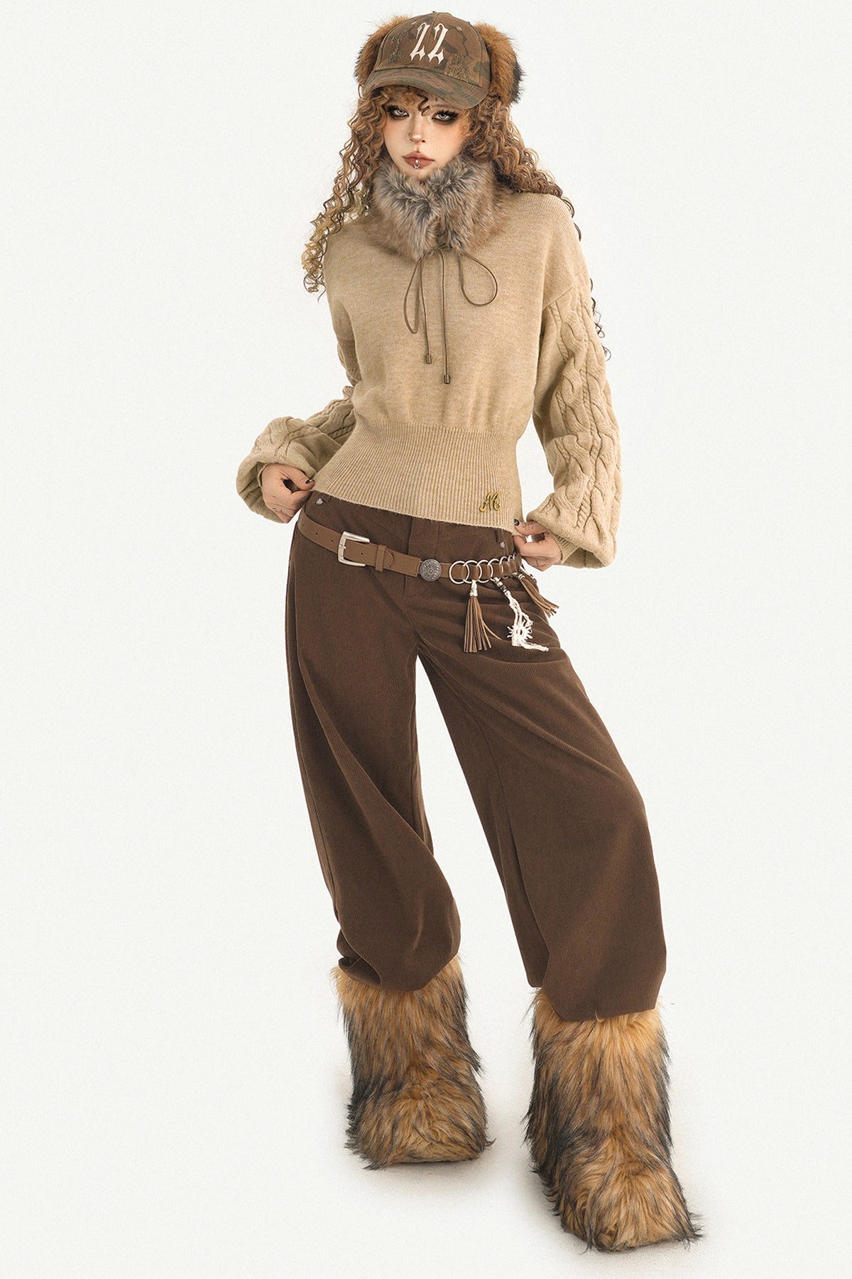 Belted Wide-Leg Pants