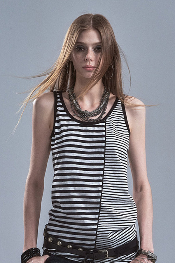 Pinstripe Asymmetrical Tank Top