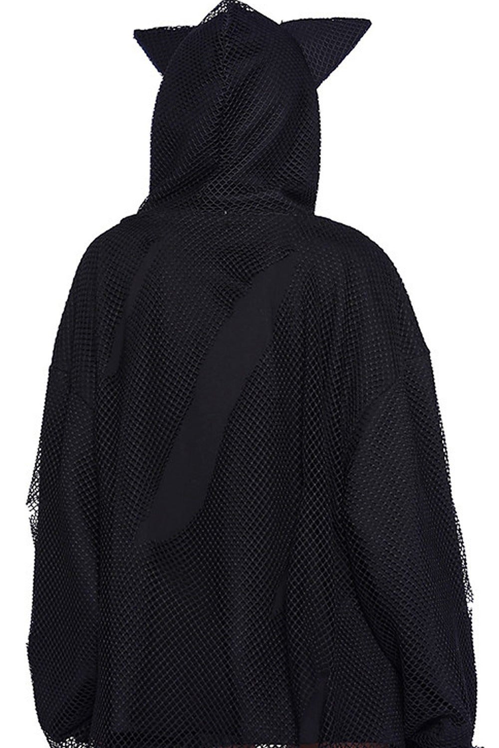 Cat Ear Layered Mesh Hooded Sweatshirt
