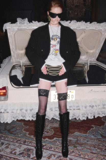 Low-Waist Layered-Look Woolen Shorts