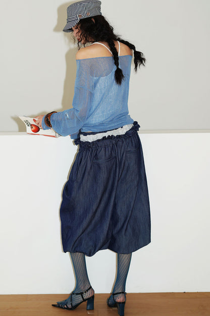 Patchwork Asymmetrical Wide-Leg Pants