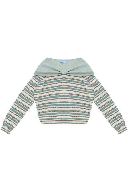 Green Striped Knit Top