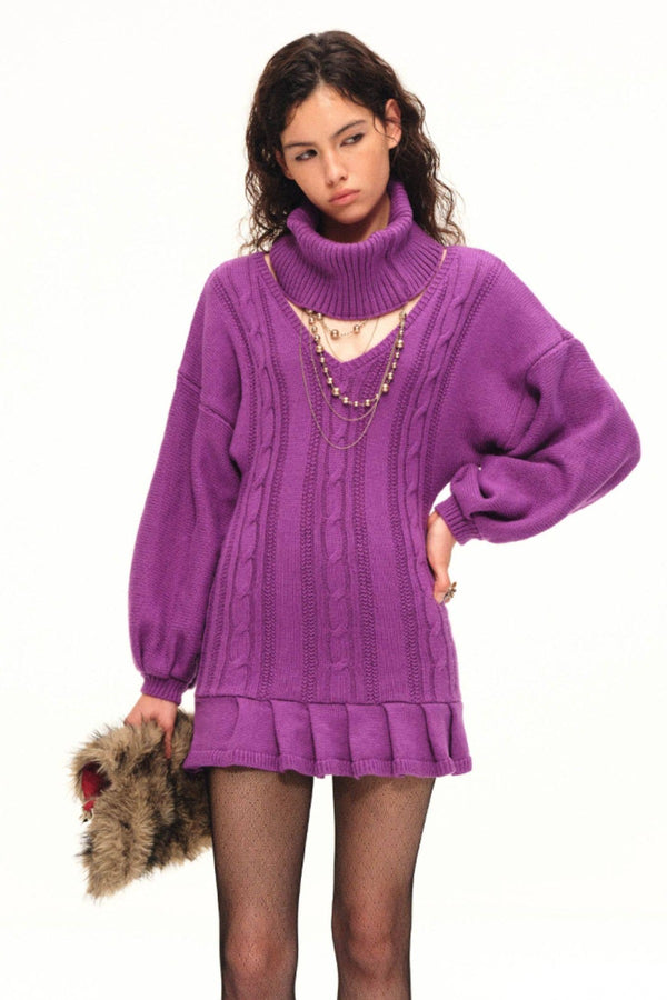 Cable Knit Batwing Vine Dress