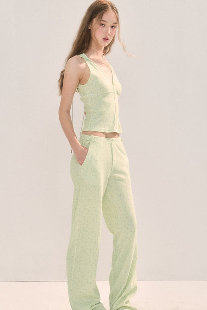 Pantaloni a gamba dritta verde chiaro dalla vestibilità morbida