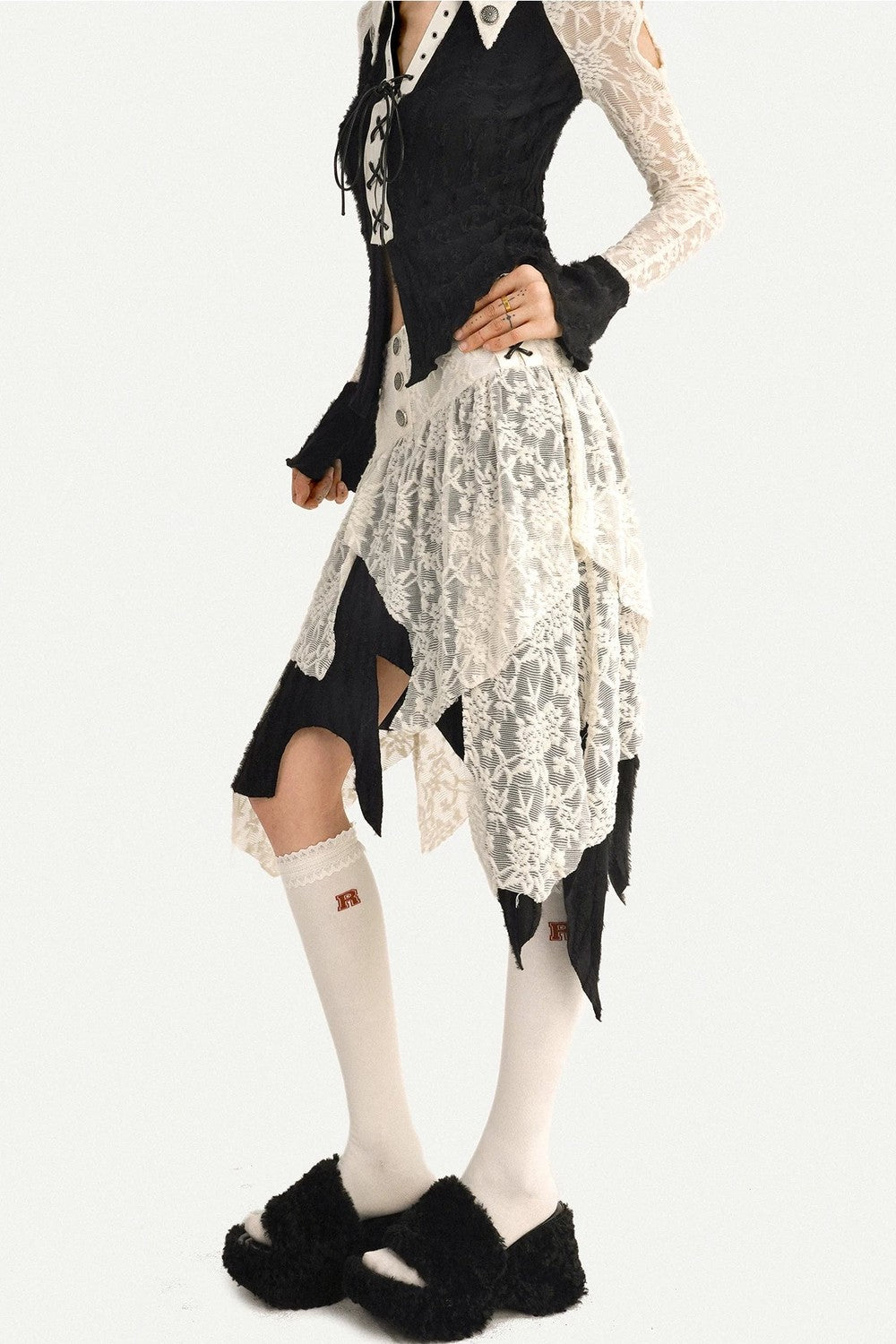Retro Patchwork Lace Skirt
