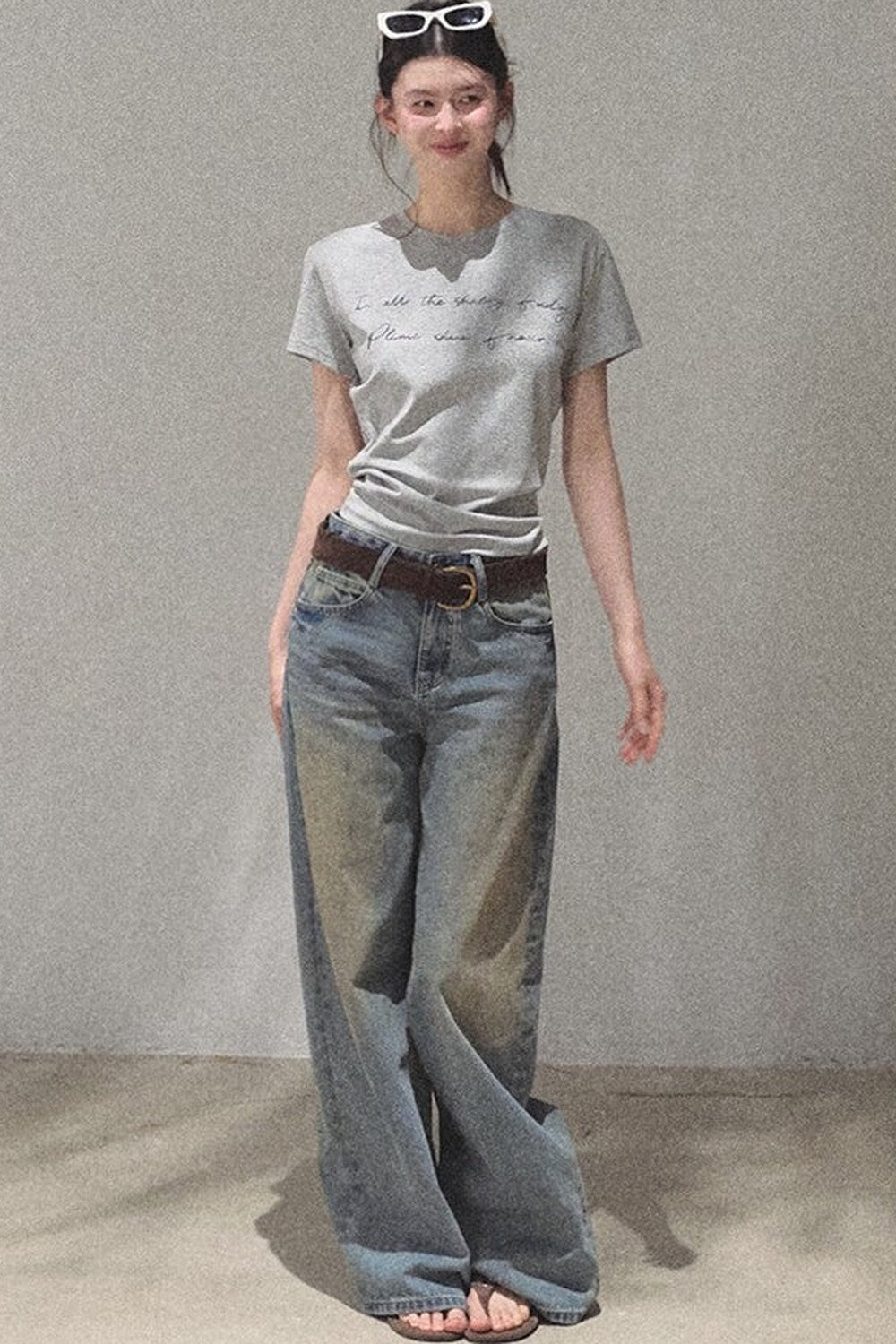 Vintage Hand-Painted Wide Leg Jeans Set