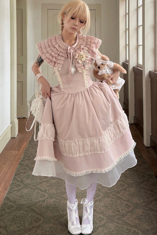Pink Lace Embroidered Dress Set-Up