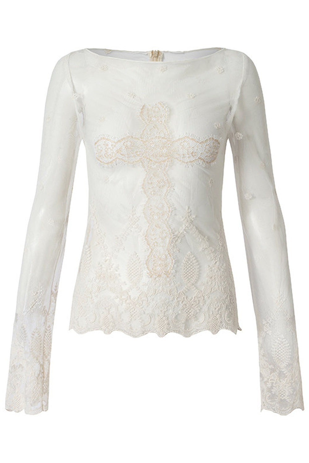 Maglia ricamata in pizzo barocco