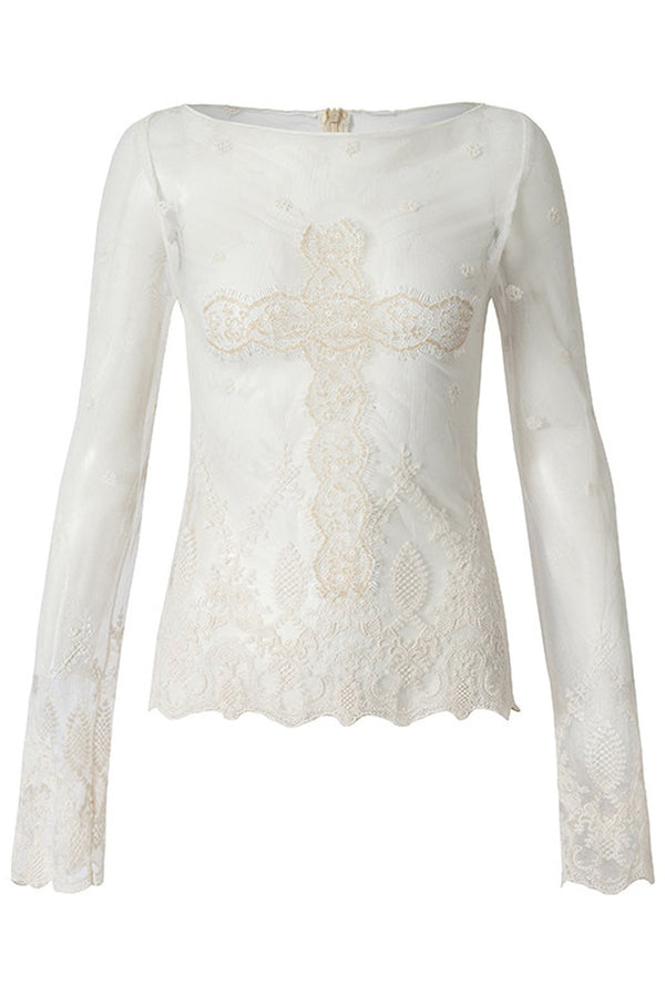 Baroque Lace Embroidered Top