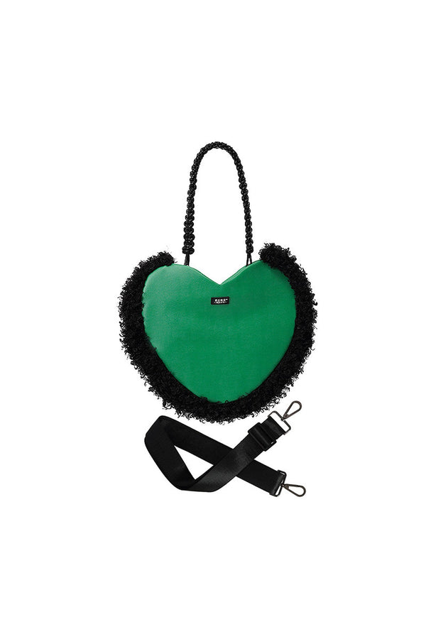 Heart Plush Woven Underarm Crossbody Bag