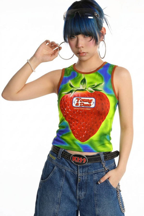 Y2K Devil Cat Print Sleeveless Tank Top