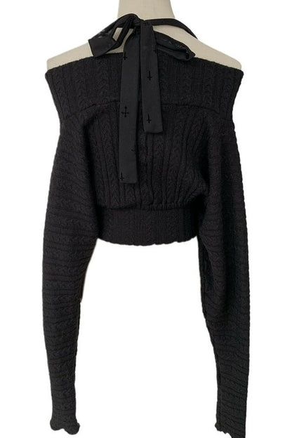 Set di coprispalle in maglia, top a fascia stile corsetto e giacca
