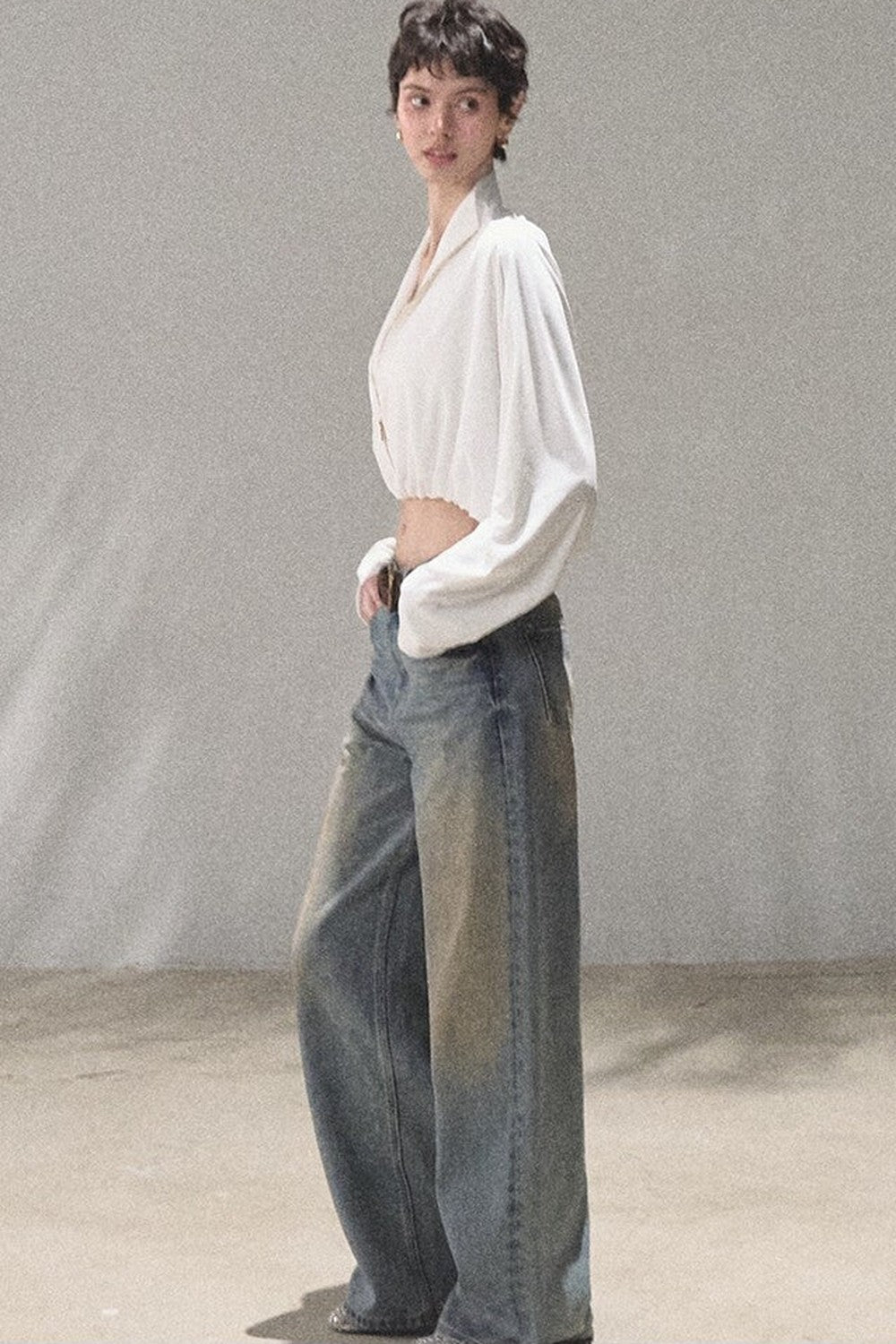 Vintage Hand-Painted Wide Leg Jeans Set