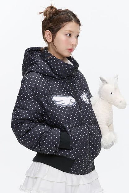 Hooded Polka Dot Down Jacket