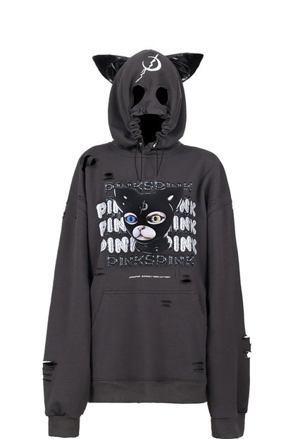 Cat Ear Ripped Hooded Hoodie