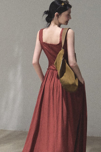 Robe débardeur à encolure carrée et volants