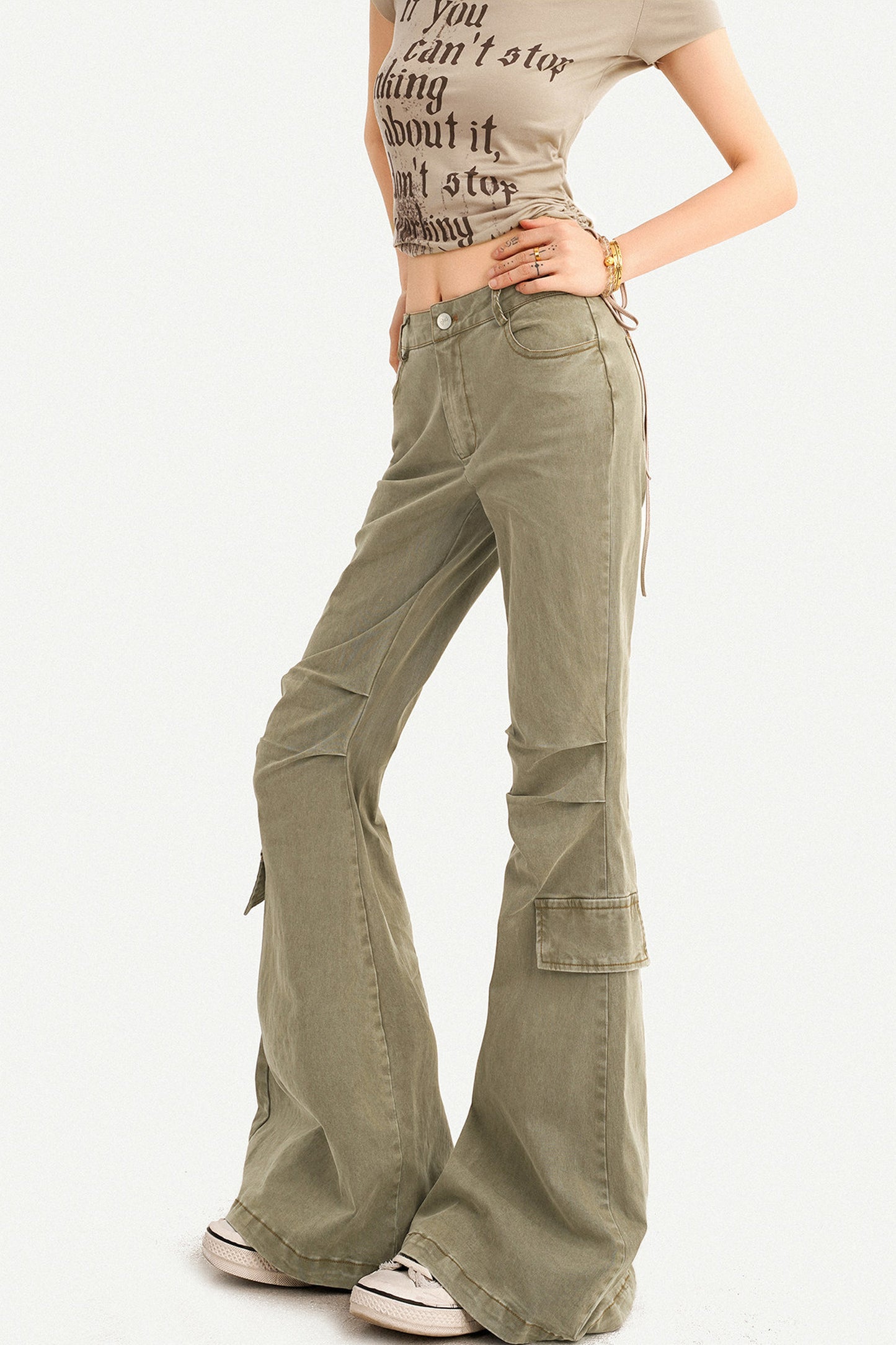 Retro Distressed Flared Denim Pants