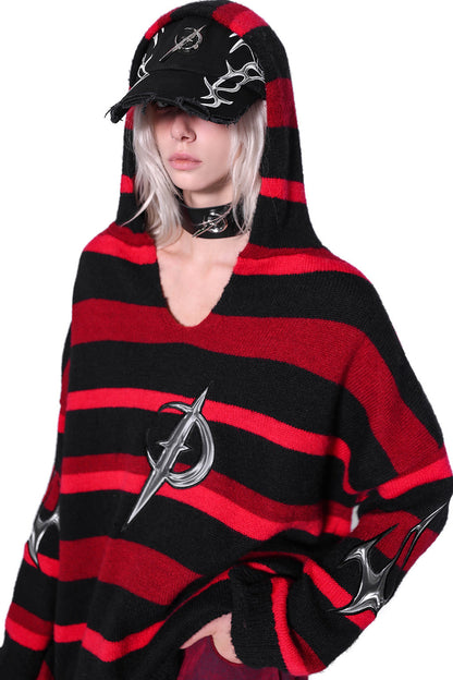 Black Red Embroidered Racing Stripe Baseball Cap