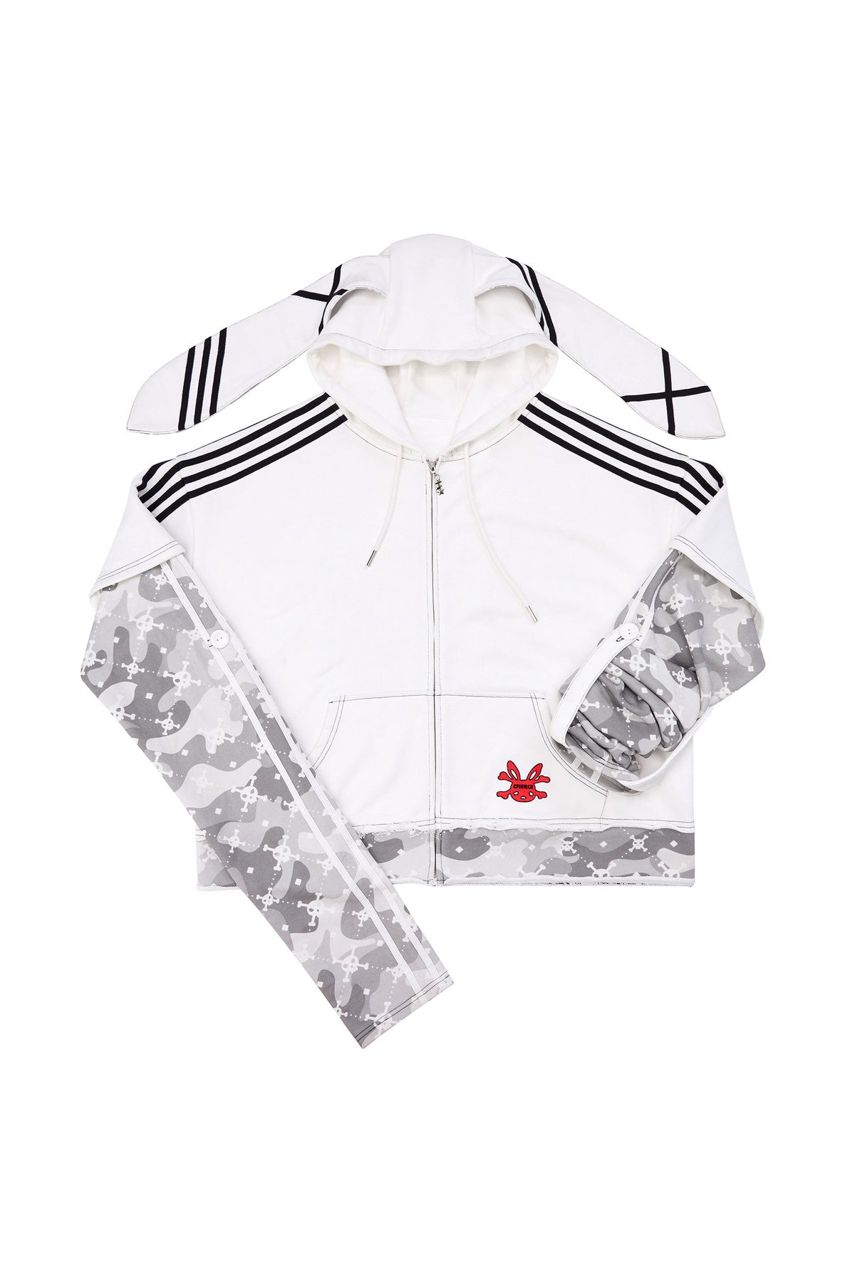 Skull Print Layered Bunny Ear Jacket