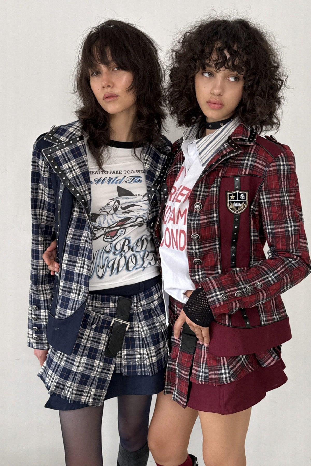Punk Badge Plaid Jacket