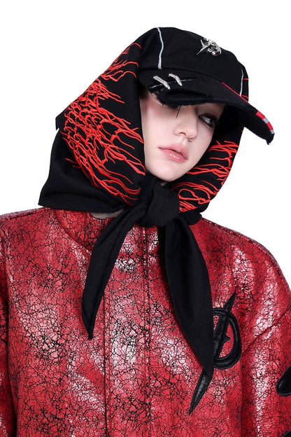 Red Cracked Leather Oversized Jacket