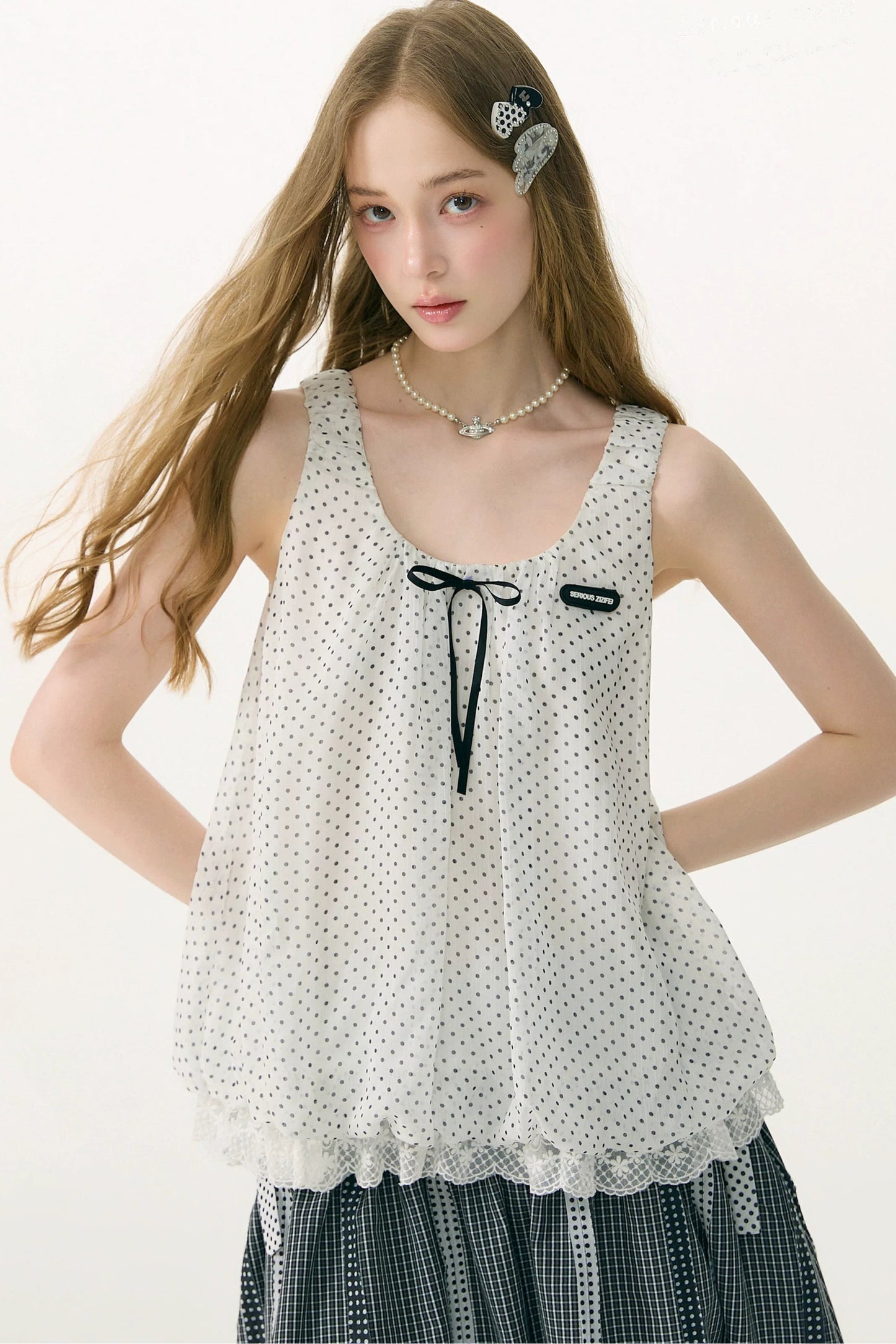 Sea Salt Polka Dot Lace Camisole