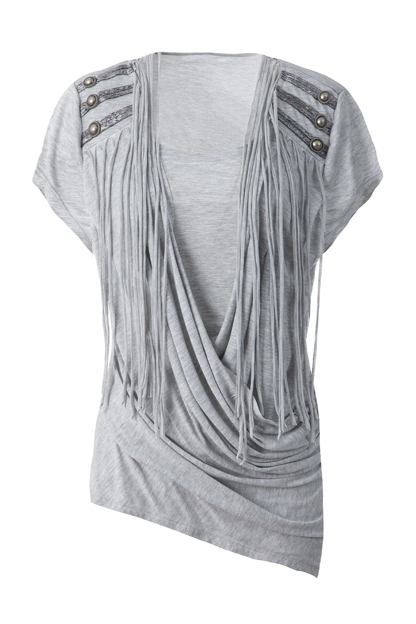 Top in maglia drappeggiato con nappine