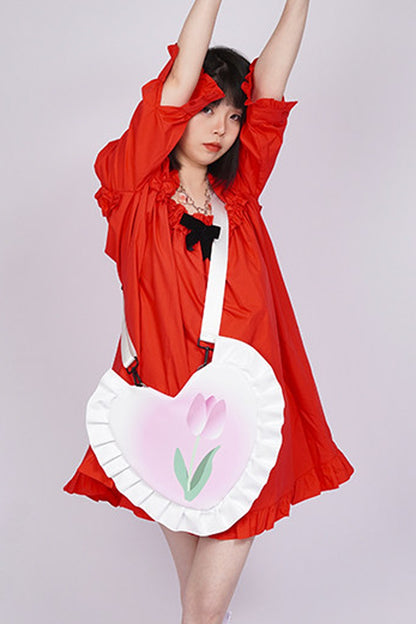 Tulip Heart Woven Crossbody Bag