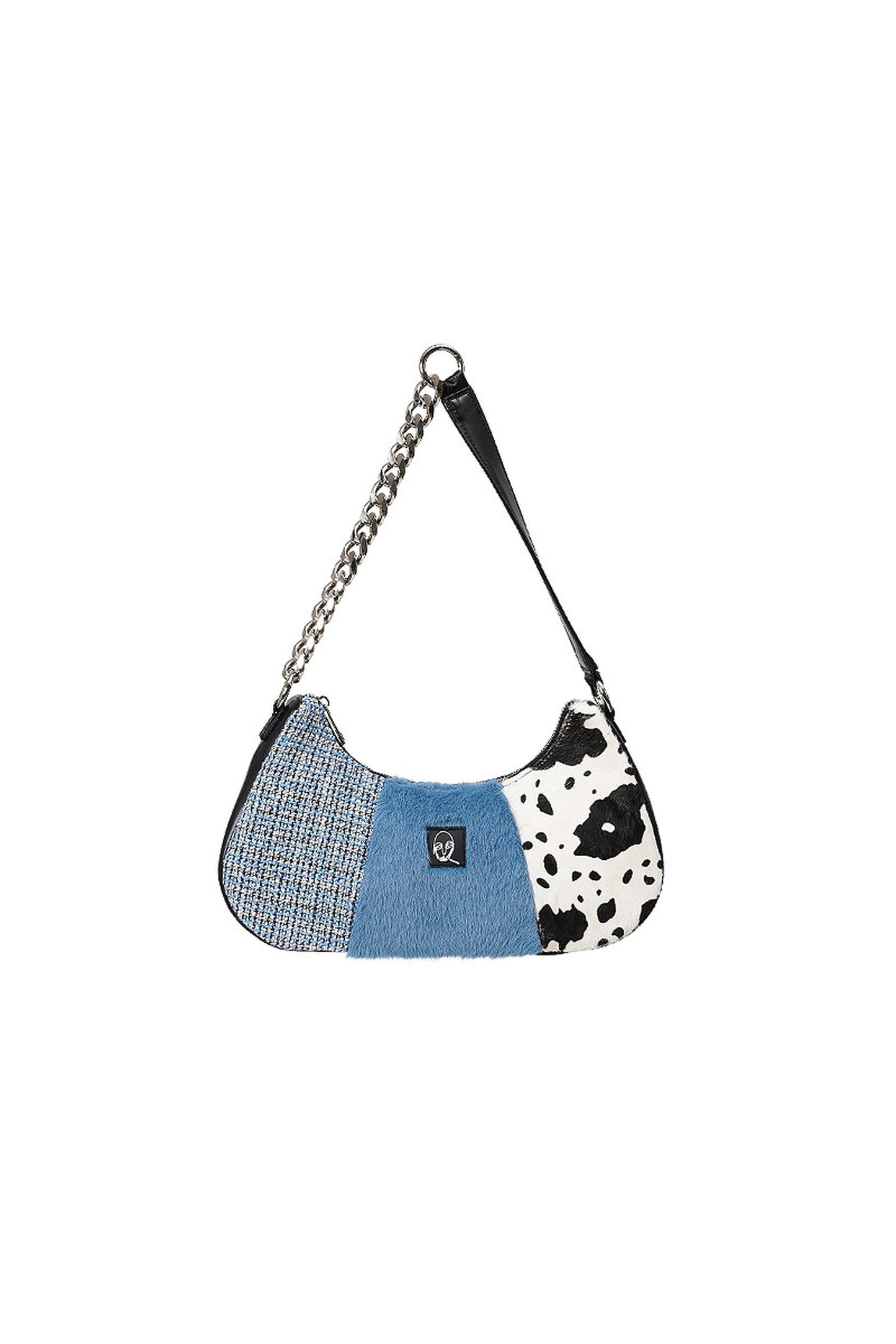 Genuine Leather Color-Block Crossbody Bag