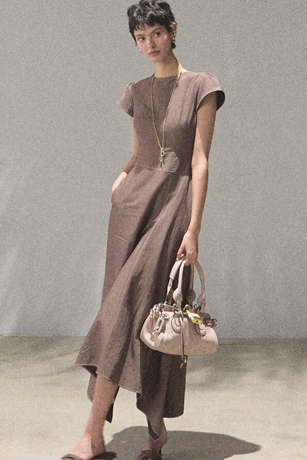 Asymmetrical Color Block Denim Dress