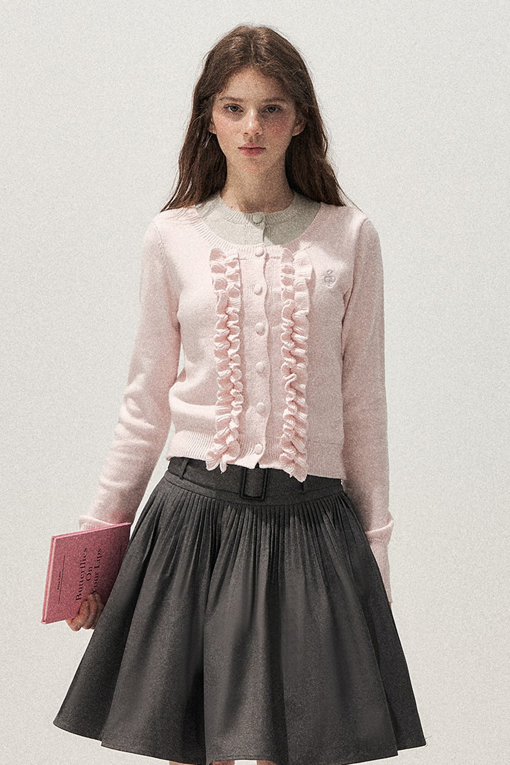 Gray Pleated Ballet Umbrella Skirt