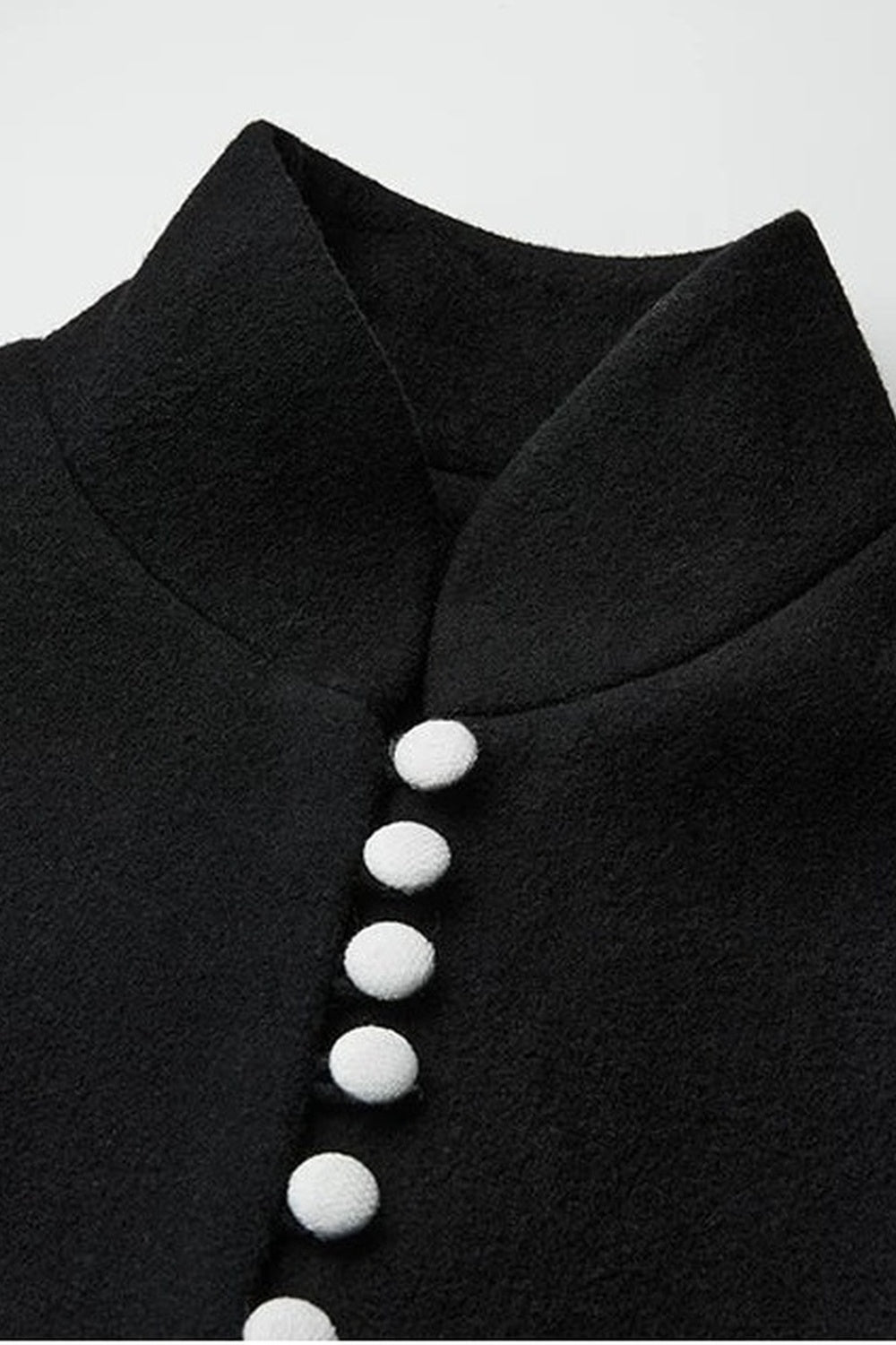 100% Wool Stand Collar Tie-Back Long Coat