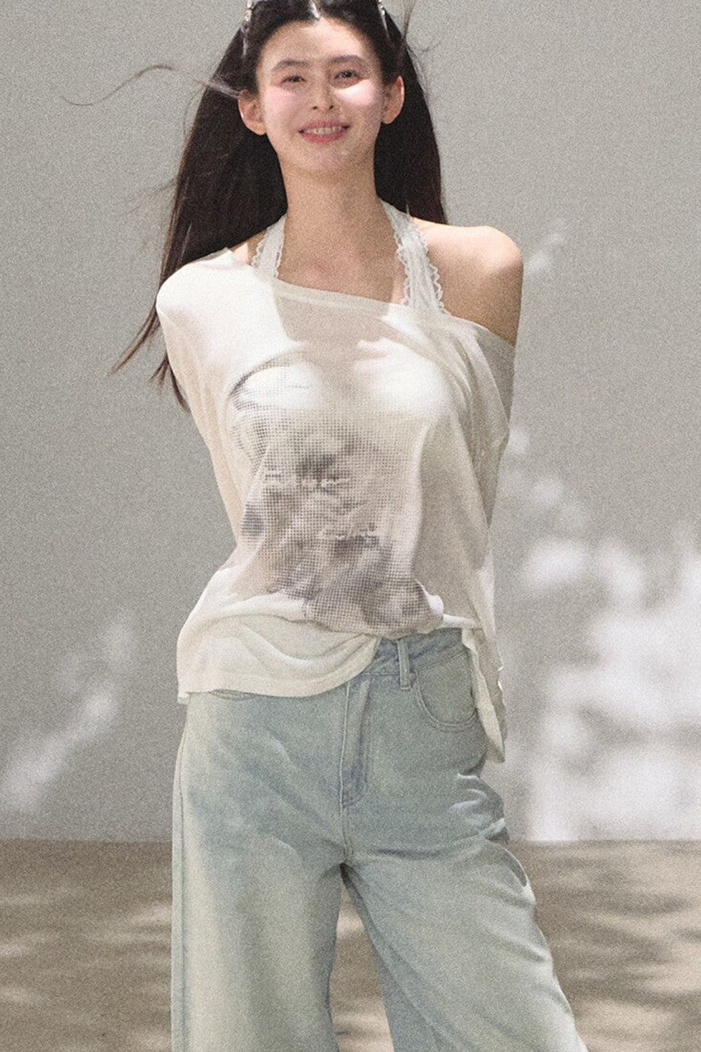 Asymmetrical Off-Shoulder Wool Modal Top