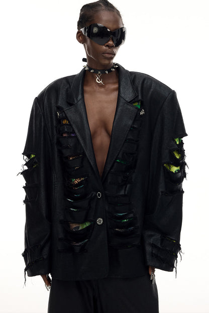 Oversized Distressed Punk Blazer Top