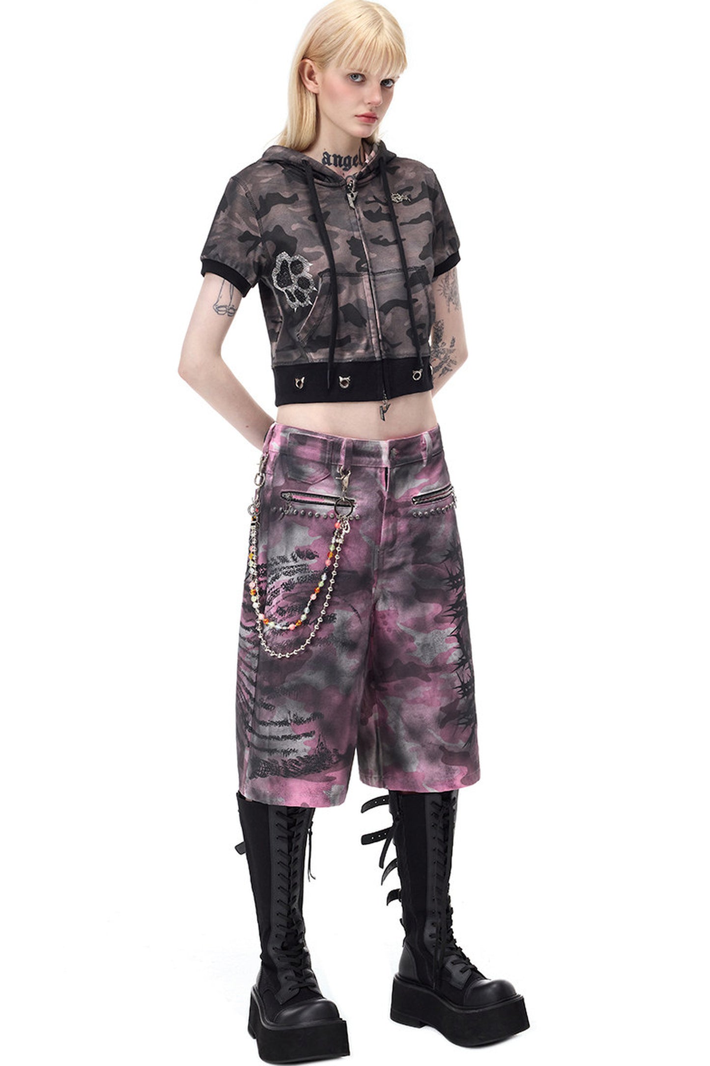 Powder Camouflage Cropped Jeans