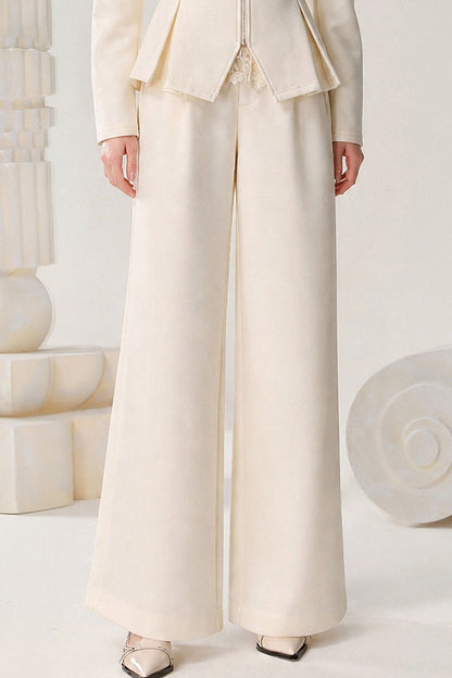 Hooded Jacket and Wide Leg Pants Set-Up