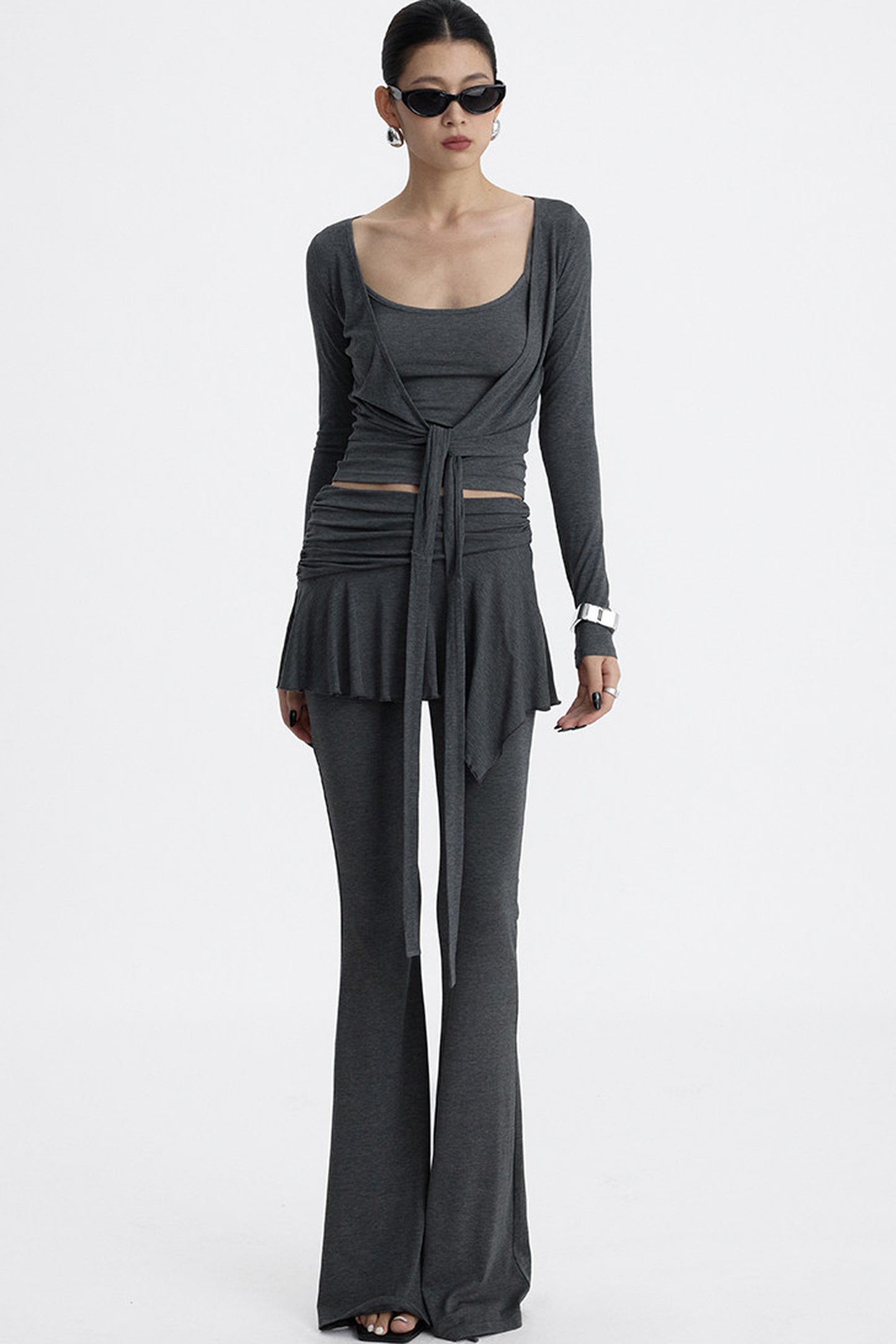 Faux Two-Piece Lyocell Flared Pants Set-Up
