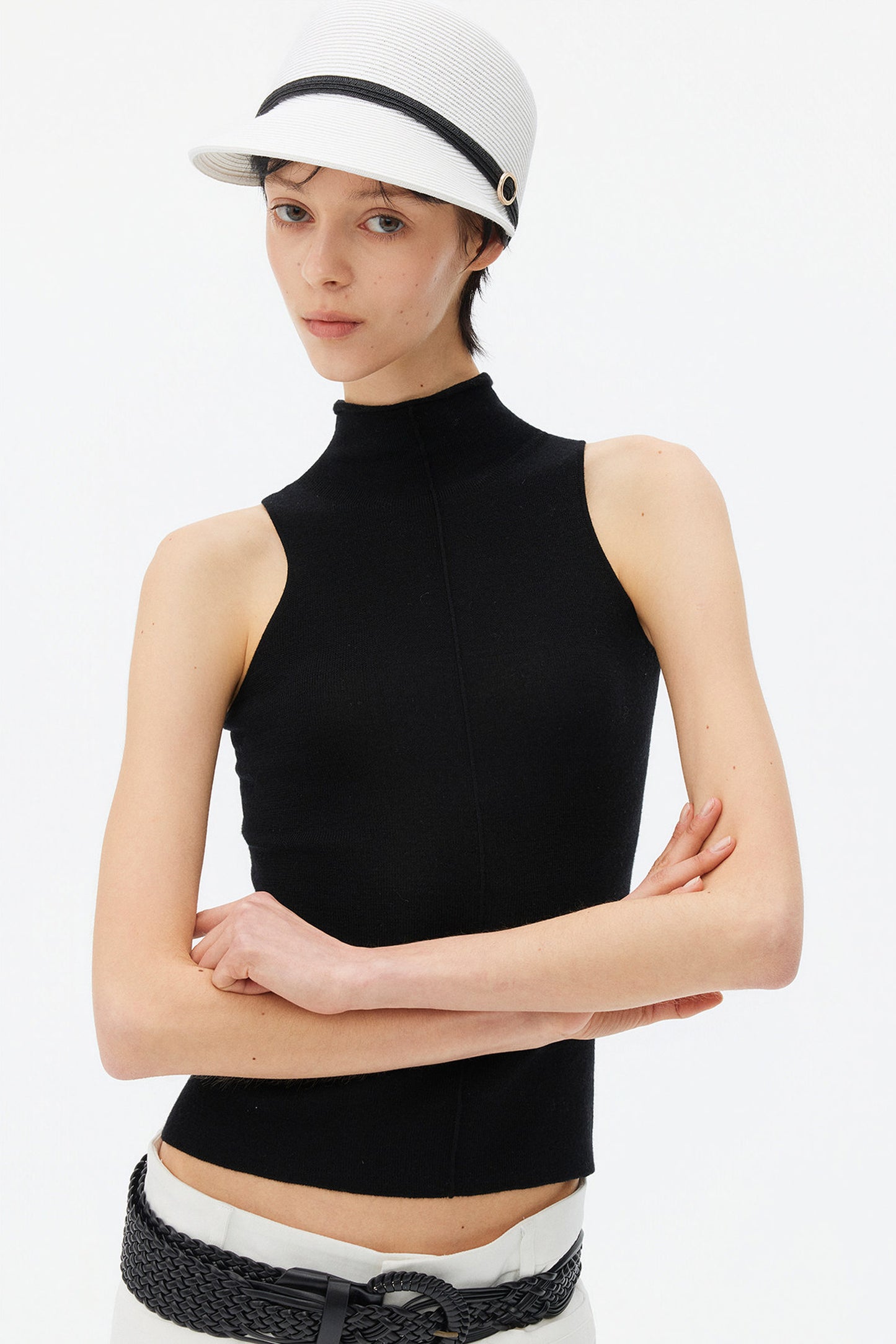Superfine Merino Wool Seamless Turtleneck Vest