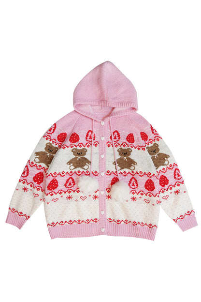 Strawberry Bear Fair Isle Cardigan