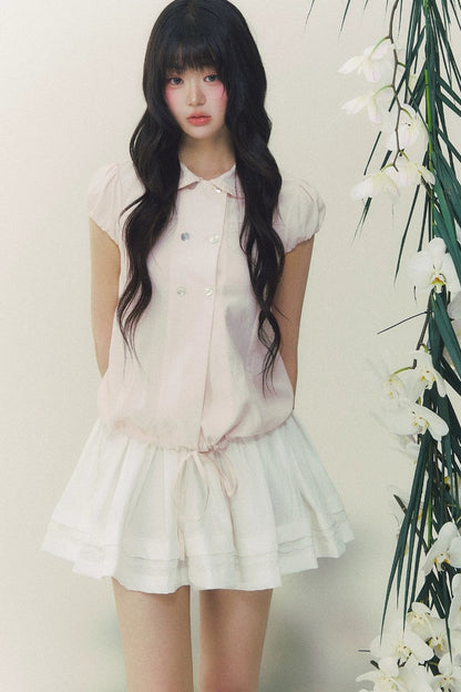Retro Slimming Short Sleeve Blouse