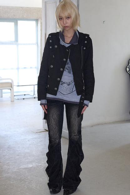 Military Style Double-Breasted Jacket
